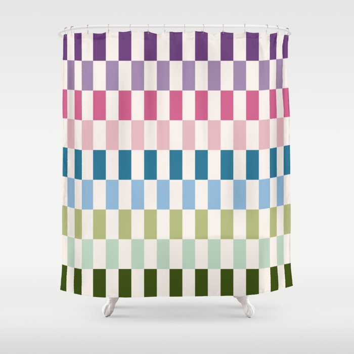 Retro Colorful Stripes Shower Curtain Gallery Image 1