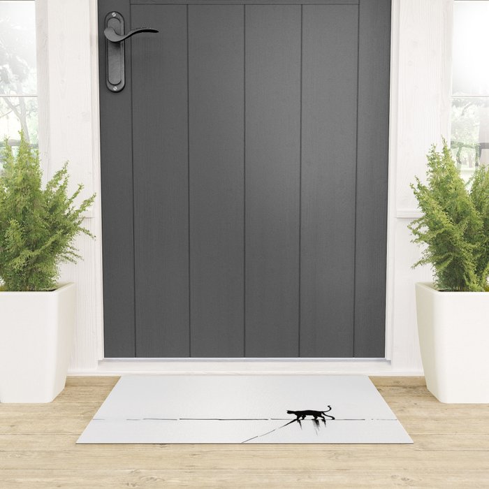 Minimal Cat on a Line Welcome Mat Gallery Image 3
