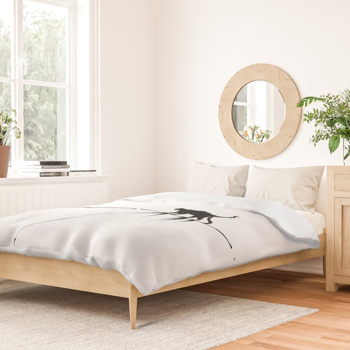 Minimal Cat on a Line Duvet Cover Gallery Image 2