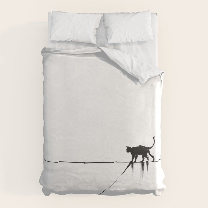 Minimal Cat on a Line Duvet Cover Gallery Image 6