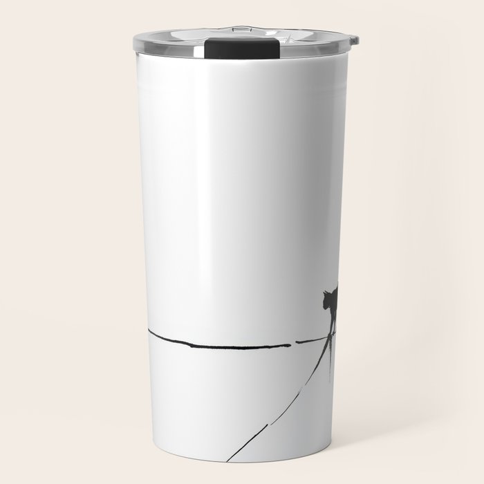 Minimal Cat on a Line Travel Mug Gallery Image 1