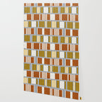 Bold minimalist retro stripes // midnight blue goldenrod yellow and copper brown geometric grid  Wallpaper Gallery Image 2