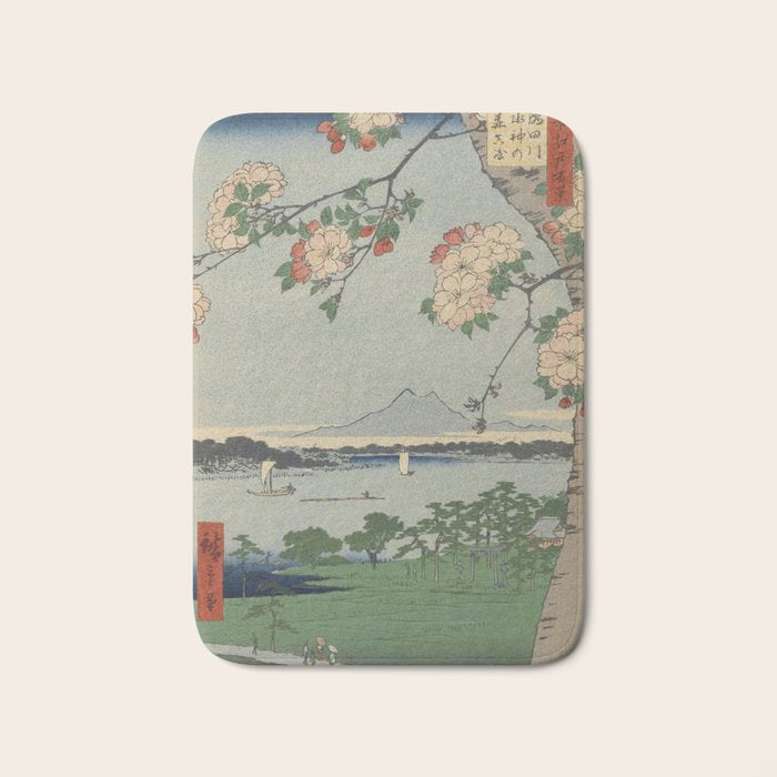 Cherry Blossoms on Spring River Ukiyo-e Japanese Art Bath Mat Gallery Image 1