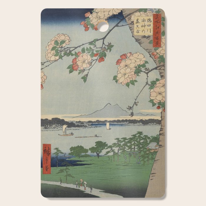 Cherry Blossoms on Spring River Ukiyo-e Japanese Art Cutting Board Gallery Image 1