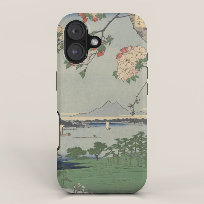 Cherry Blossoms on Spring River Ukiyo-e Japanese Art iPhone Case Gallery Image 1