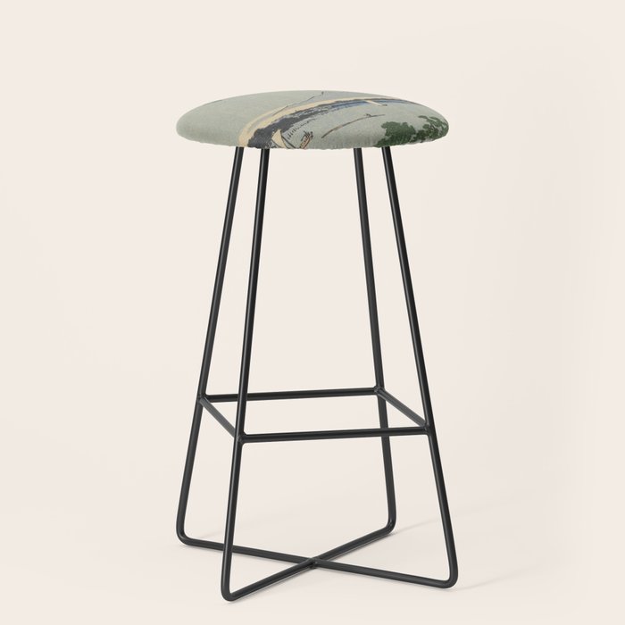 Cherry Blossoms on Spring River Ukiyo-e Japanese Art Stool Gallery Image 1