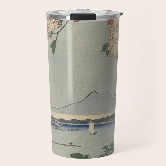 Cherry Blossoms on Spring River Ukiyo-e Japanese Art Travel Mug Gallery Image 1