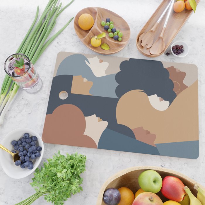 Girl Power portrait - we persist - Earthy #girlpower Cutting Board Gallery Image 2