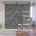 London color map city drawing illustration Thames Wall Mural Gallery Image 1