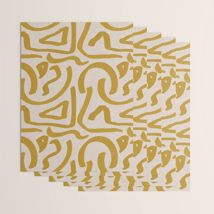 Retro Mustard Scribbles - Abstract Mid Century Brush Wrapping Paper Gallery Image 3