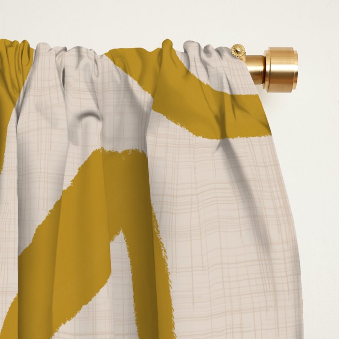 Retro Mustard Scribbles - Abstract Mid Century Brush Window Curtain Gallery Image 2