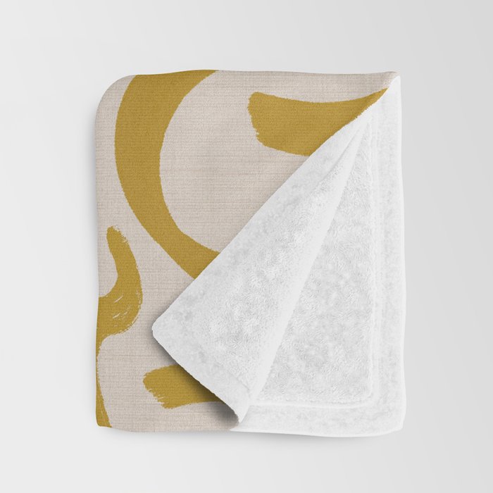 Retro Mustard Scribbles - Abstract Mid Century Brush Throw Blanket Gallery Image 3