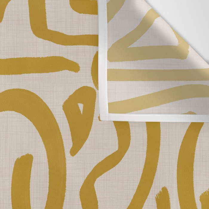 Retro Mustard Scribbles - Abstract Mid Century Brush Wall Tapestry Gallery Image 3