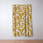 Retro Mustard Scribbles - Abstract Mid Century Brush Window Curtain Gallery Image 3