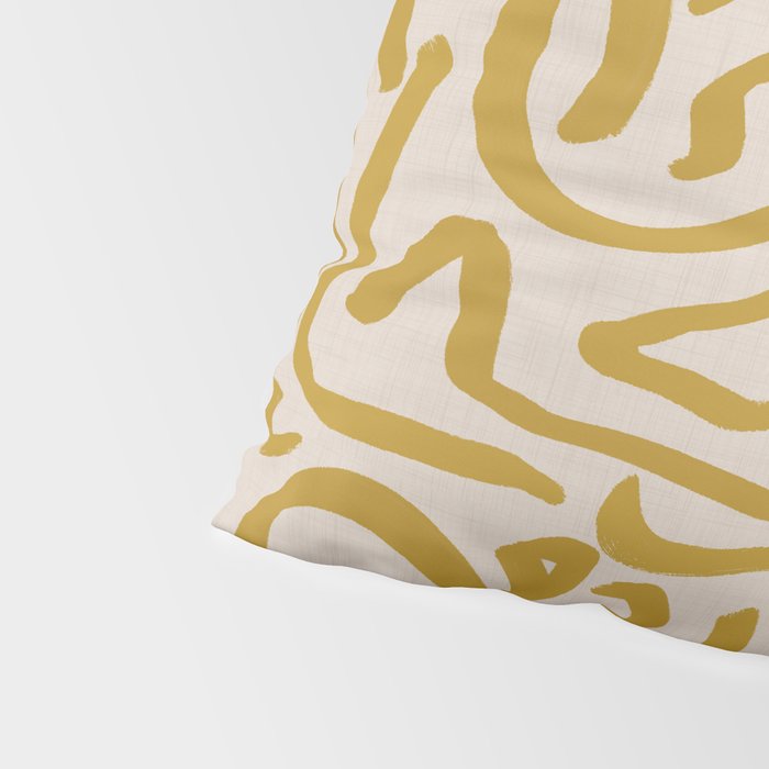 Retro Mustard Scribbles - Abstract Mid Century Brush Pillow Sham Gallery Image 4