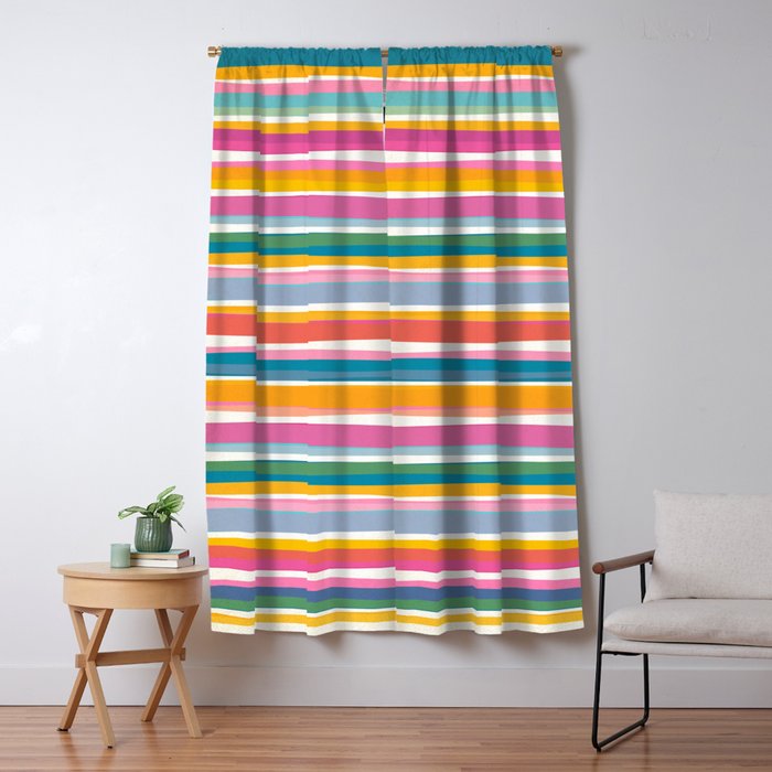 Beach Dreams Stripe Line Art Window Curtain Gallery Image 5