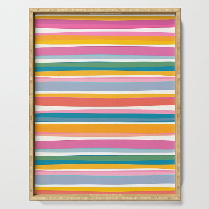Beach Dreams Stripe Line Art Serving Tray Gallery Image 1