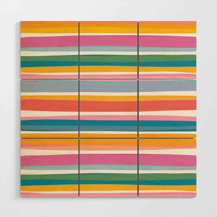 Beach Dreams Stripe Line Art Wood Wall Art Gallery Image 1