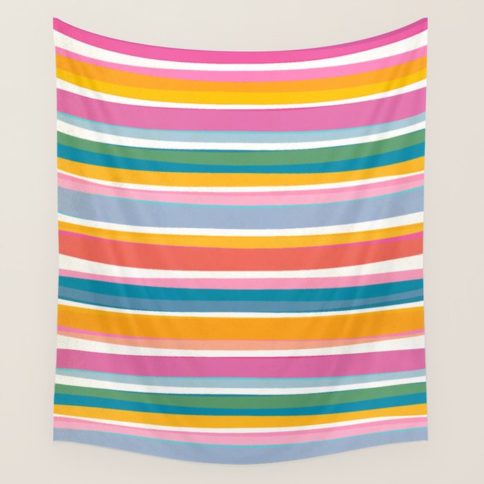 Beach Dreams Stripe Line Art Wall Tapestry Gallery Image 4