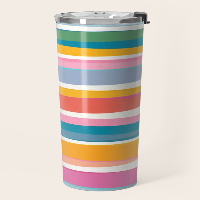 Beach Dreams Stripe Line Art Travel Mug Gallery Image 2
