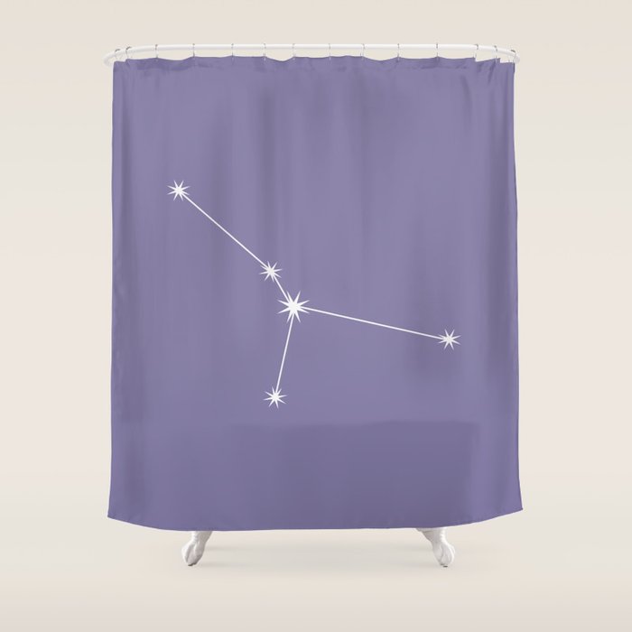Cancer Zodiac Star Constellation Line Art Lavender Purple Shower Curtain Gallery Image 1