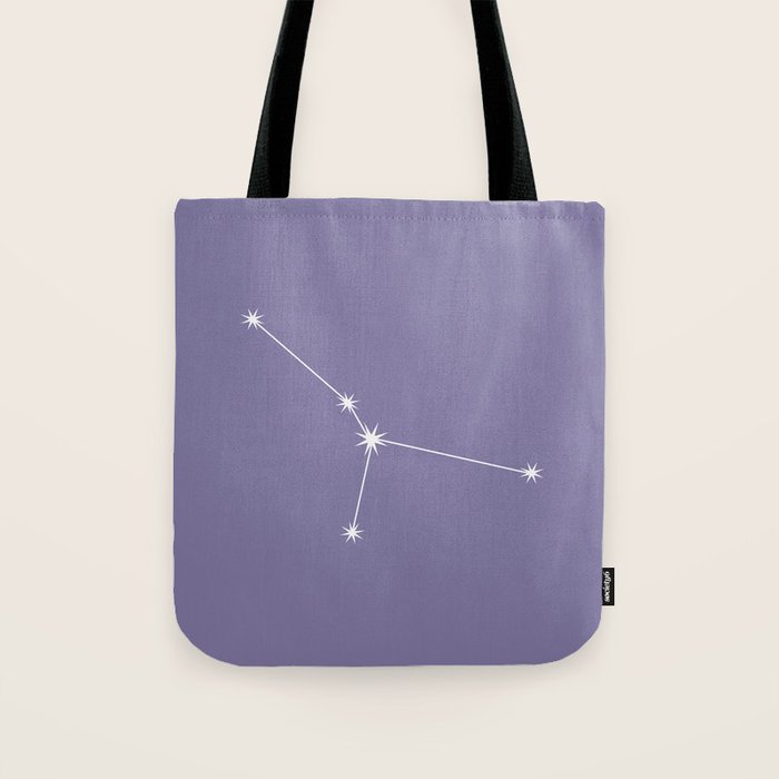 Cancer Zodiac Star Constellation Line Art Lavender Purple Tote Bag Gallery Image 1