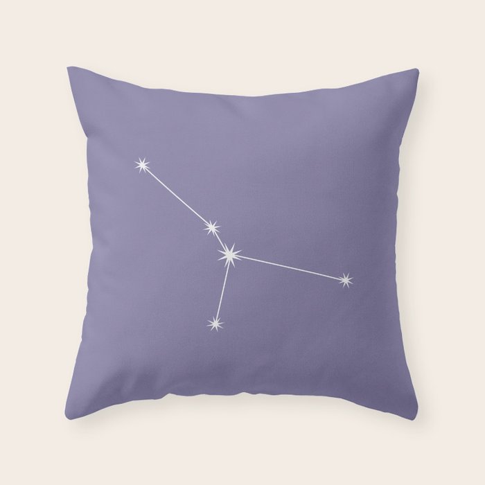 Cancer Zodiac Star Constellation Line Art Lavender Purple Throw Pillow Gallery Image 1