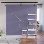 Cancer Zodiac Star Constellation Line Art Lavender Purple Wall Mural Gallery Image 1