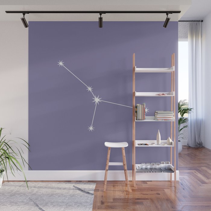 Cancer Zodiac Star Constellation Line Art Lavender Purple Wall Mural Gallery Image 1