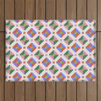 Festive Quilted Starburst Pattern - Vibrant Holiday Design Outdoor Rug Gallery Image 1
