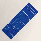 White Line Art Cobalt Blue Background Neon Look Yoga Mat Gallery Image 1