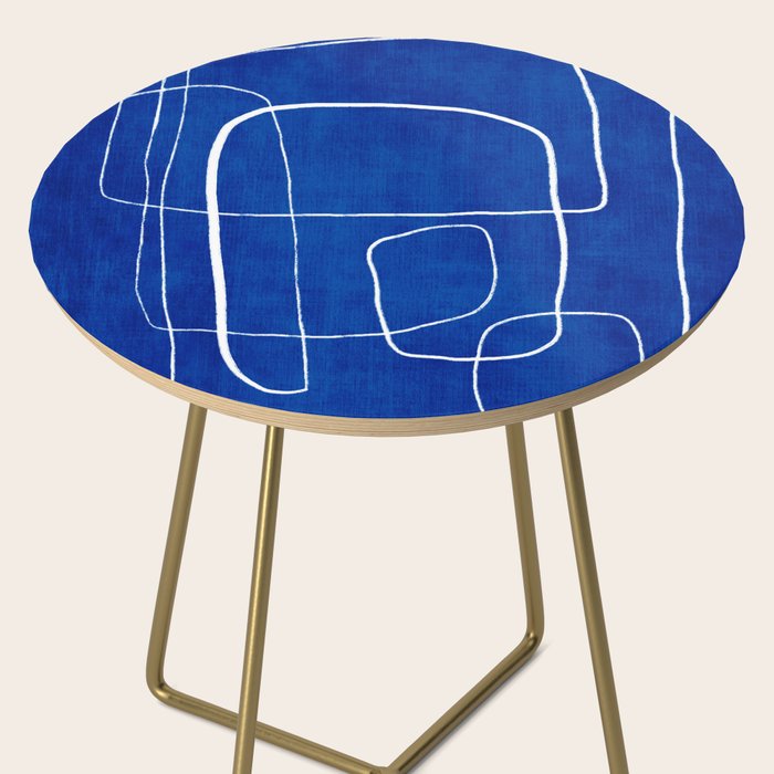 White Line Art Cobalt Blue Background Neon Look Side Table Gallery Image 2
