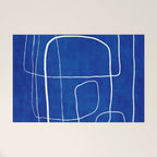 White Line Art Cobalt Blue Background Neon Look Welcome Mat Gallery Image 1