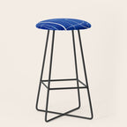 White Line Art Cobalt Blue Background Neon Look Stool Gallery Image 1