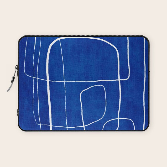 White Line Art Cobalt Blue Background Neon Look Laptop Sleeve Gallery Image 1