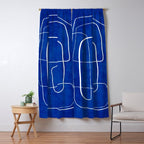 White Line Art Cobalt Blue Background Neon Look Window Curtain Gallery Image 5