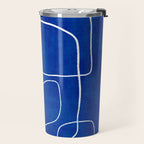 White Line Art Cobalt Blue Background Neon Look Travel Mug Gallery Image 2