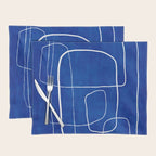 White Line Art Cobalt Blue Background Neon Look Placemat Gallery Image 1