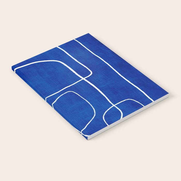 White Line Art Cobalt Blue Background Neon Look Notebook Gallery Image 1