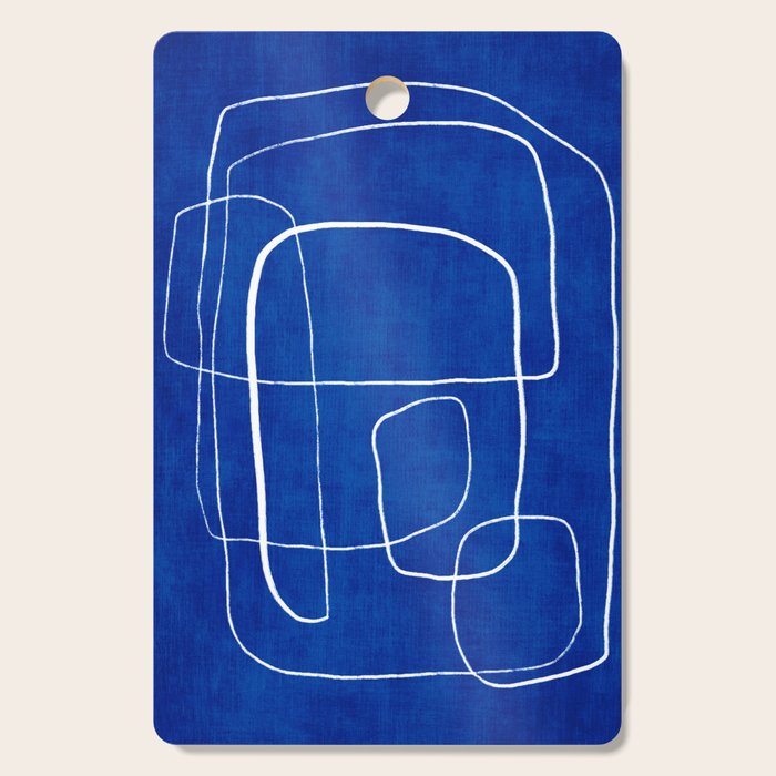 White Line Art Cobalt Blue Background Neon Look Cutting Board Gallery Image 1