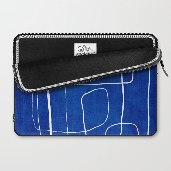 White Line Art Cobalt Blue Background Neon Look Laptop Sleeve Gallery Image 2