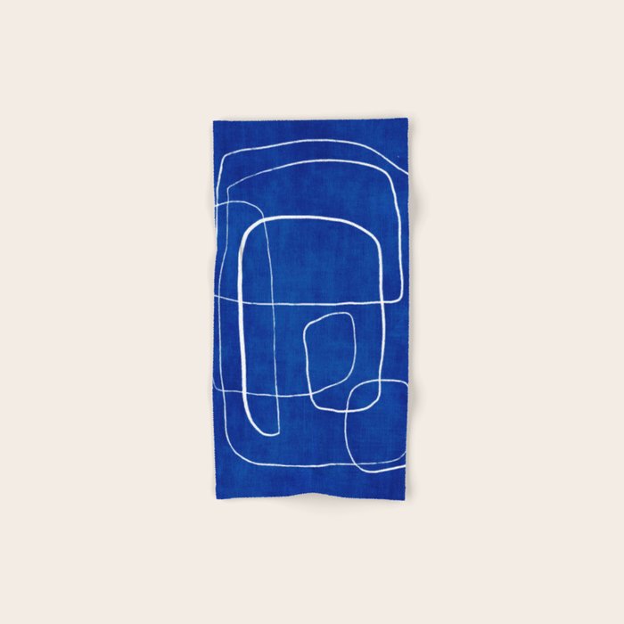 White Line Art Cobalt Blue Background Neon Look Bath Towel Gallery Image 1