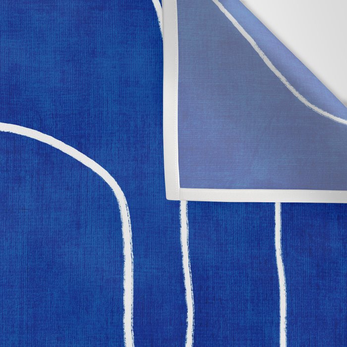 White Line Art Cobalt Blue Background Neon Look Wall Tapestry Gallery Image 3