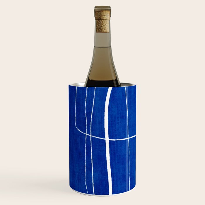 White Line Art Cobalt Blue Background Neon Look Wine Chiller Gallery Image 2