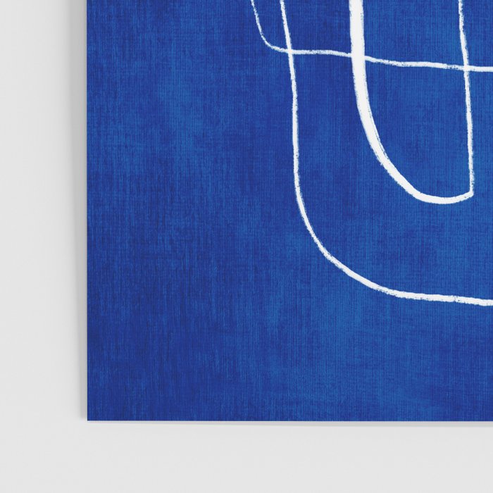 White Line Art Cobalt Blue Background Neon Look Poster Gallery Image 3