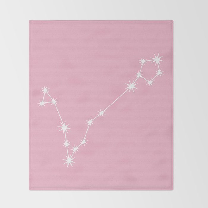 Pisces Zodiac Star Constellation Line Art Soft Pink Throw Blanket Gallery Image 2