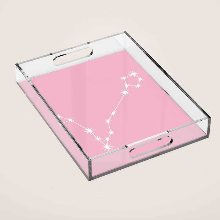 Pisces Zodiac Star Constellation Line Art Soft Pink Acrylic Tray Gallery Image 1