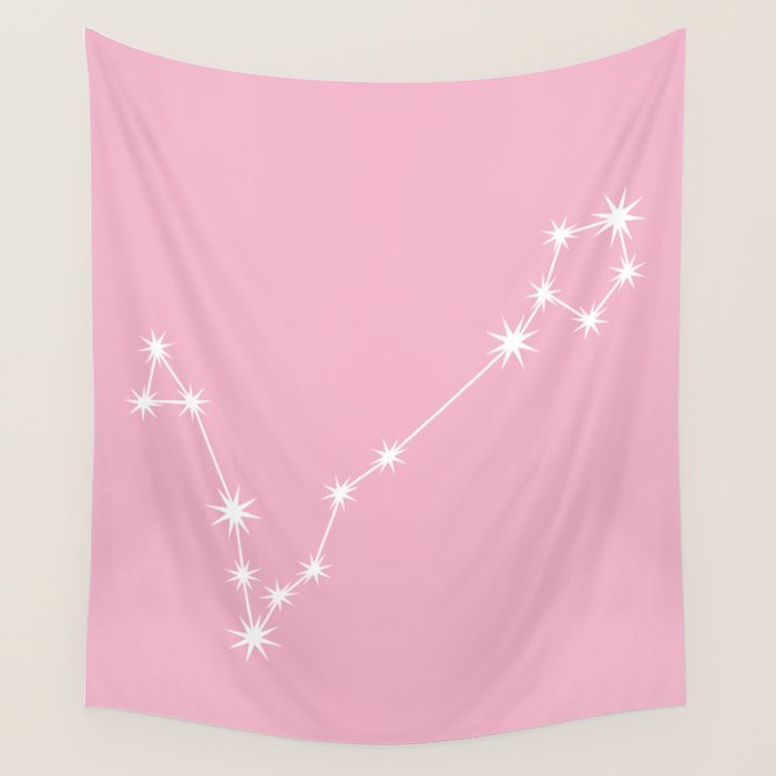 Pisces Zodiac Star Constellation Line Art Soft Pink Wall Tapestry Gallery Image 4