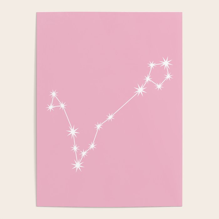 Pisces Zodiac Star Constellation Line Art Soft Pink Poster Gallery Image 4