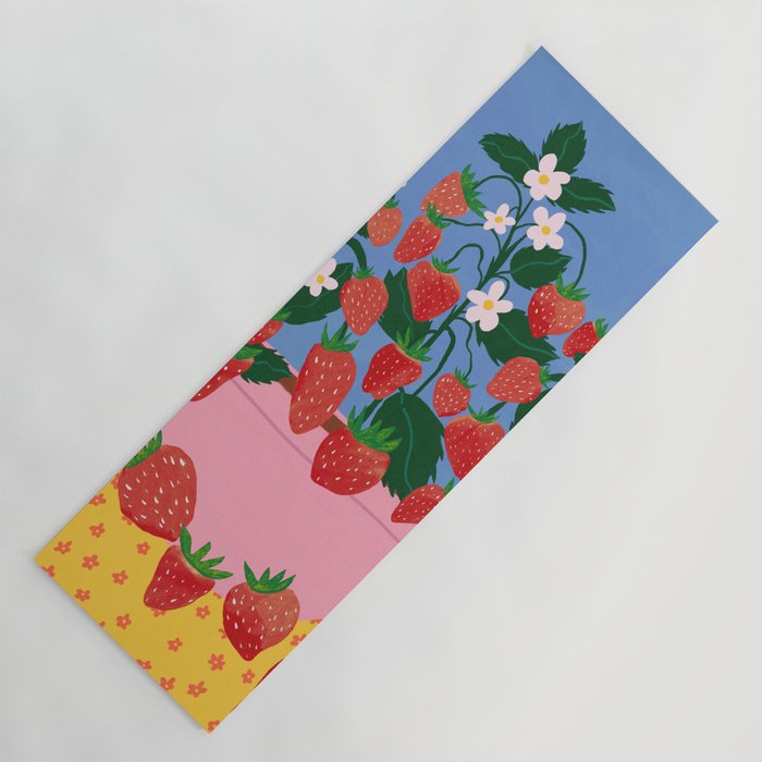 Potted Strawberries Yoga Mat Gallery Image 1